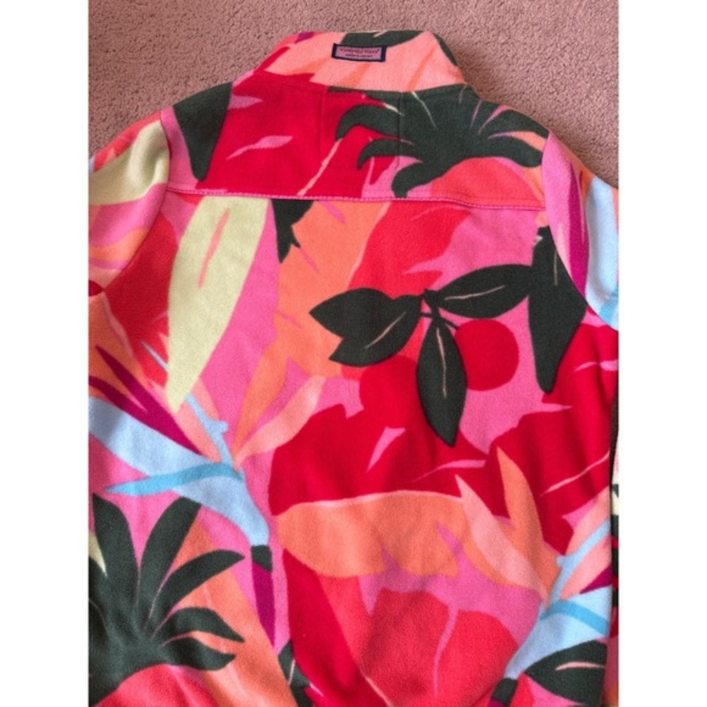 Vineyard‎ Vines SuperShep Fleece Quarter Zip Women's M Tropical Print Preppy - Picture 11 of 12